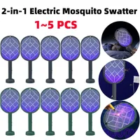1~5pcs 2in1 Electric Mosquito Swatter Mosquito Killer USB Rechargeable Angle Adjustable Electric Bug Zapper Fly Insect Swatter