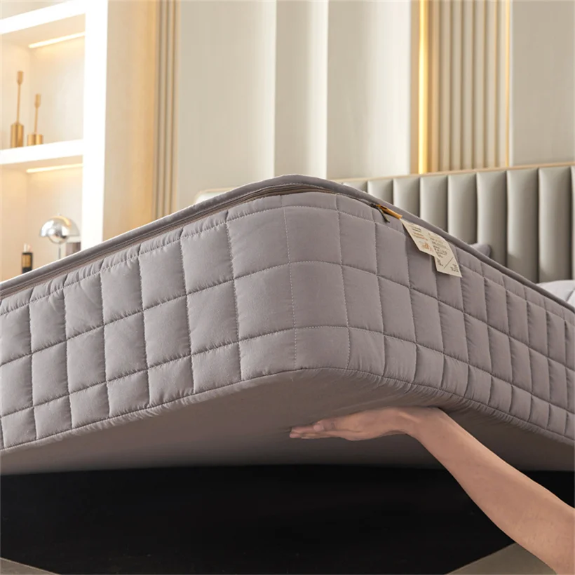 6-Sides Fuffy Enclosed Mattress Cover with Zipper Dust-Proof Fitted Sheet for Double Queen King Bed Thicken Mattress Protector