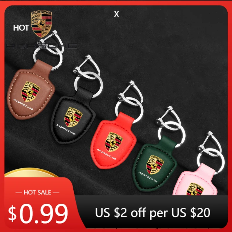 

Car Sticker For Porsche Cayman Cayenne 911 Macan Leather Car Emblem Keychain For Porsche Cayenne Panamera Macan 911 Taycan Boxs