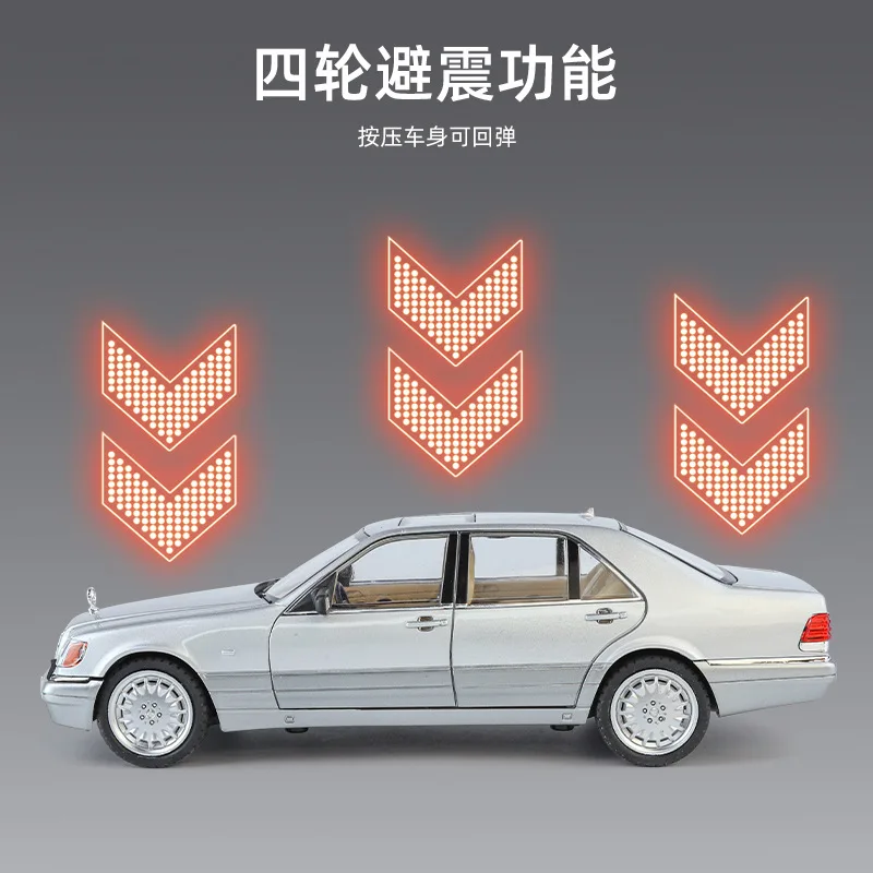 メルセデスベンツ-音と光を備えた320selおもちゃの車,合金ダイキャストおもちゃの車,1:24,w140