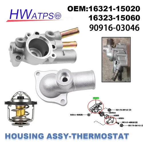 Imagen 1 del producto Termostato de la carcasa de entrada de agua para Toyota, Carina, Corona, Sprinter, Trueno, 5AFE, 5AFHE, 16321-15020, 16323-15060, 16323, 15060