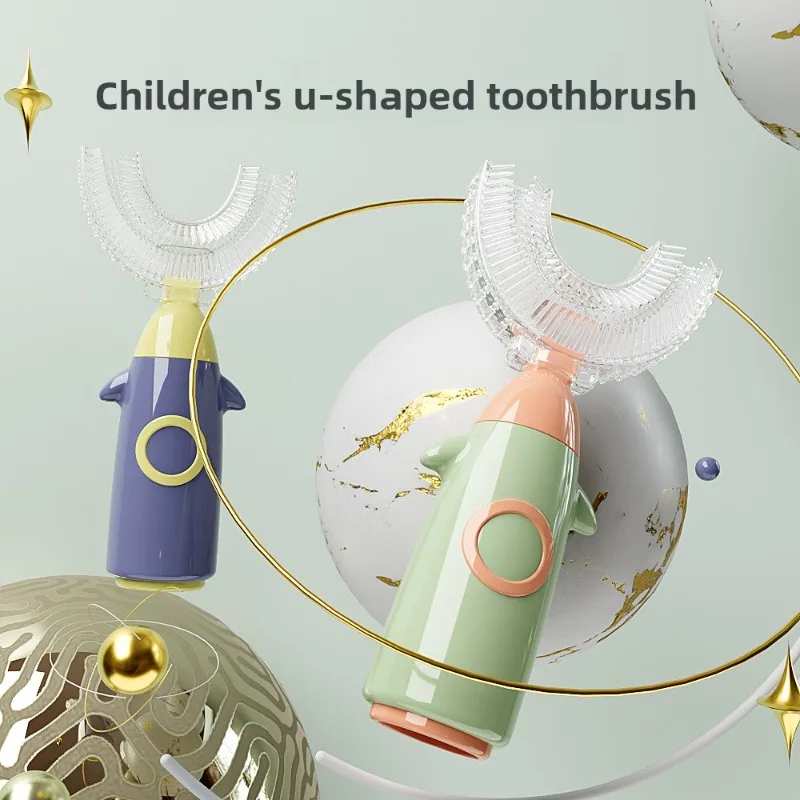 

Новая ручная детская U-образная зубная щетка, силиконовая мягкая щетина, очиститель в стиле каппы, силиконовая зубная щетка U-образной формы для детей
