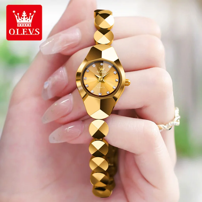 Top Brand OLEVS Tungsten Steel Quartz Watch for Women Luxury Fashion Diamond Cutting Mirror Waterproof Ladies Dress Wrist watch