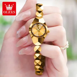 OLEVS-reloj de cuarzo de acero de tungsteno para mujer, reloj de pulsera de lujo a la moda con espejo de corte de diamante, resistente al agua