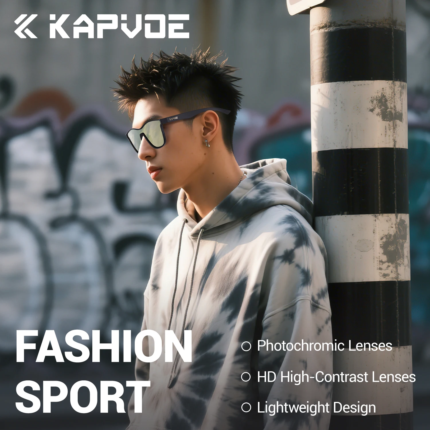 Kapvoe النظارات الشمسية اللونية الرجال النساء دراجة خارجية ركوب الدراجات نظارات المشي لمسافات طويلة الصيد نظارات UV400 حماية النظارات الرياضية