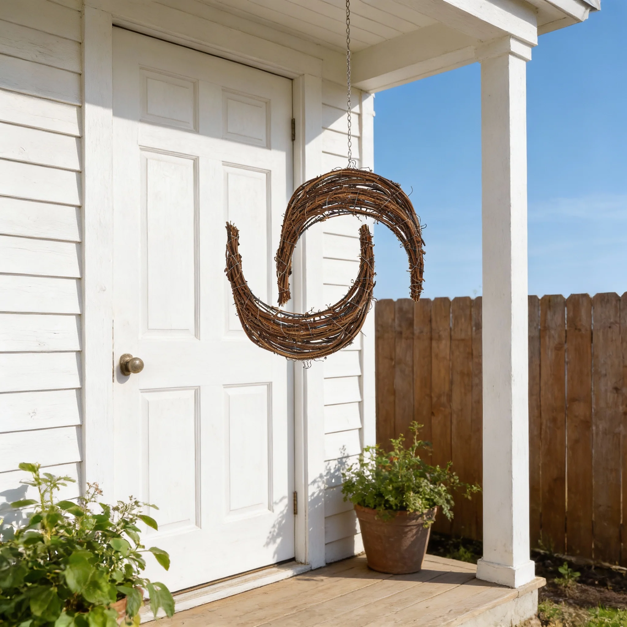 

2Pcs Moon Shape Rattan Wreath DIY Rings Handcrafted Vine Branch for Rustic Wreath Making Floral Arrangement DIY Rattan Ring