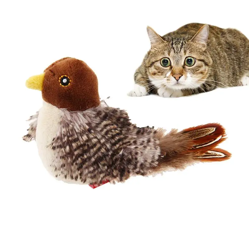 

Interactive Cat Toys Flying Bird Cat Toy Flapping Wings Sparrow Catnip Toys Vivid Chirping Simulation Bird Interactive Cat Toy