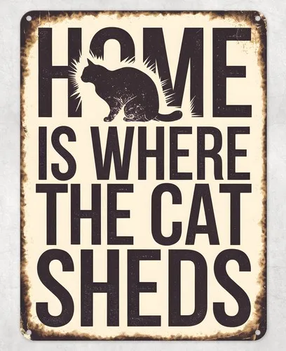 Home is Where the Cat Sheds Metal Poster Wall Tin Sign Man Cave Shed Home Plaque --Tin Sign
