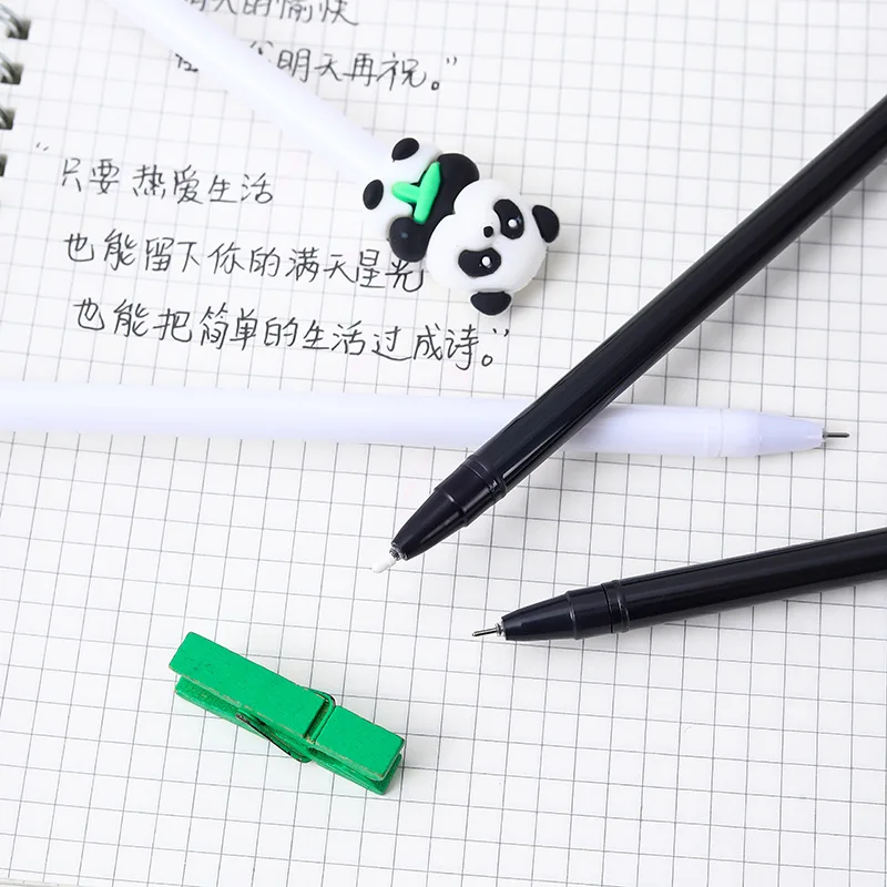 Imagem -04 - dos Desenhos Animados Panda Urso Gel Pen para Crianças Black Ink Signature Canetas Papelaria Kawaii Estudante Bonito Material de Escritório Volta às Aulas 10 Pcs por Lote