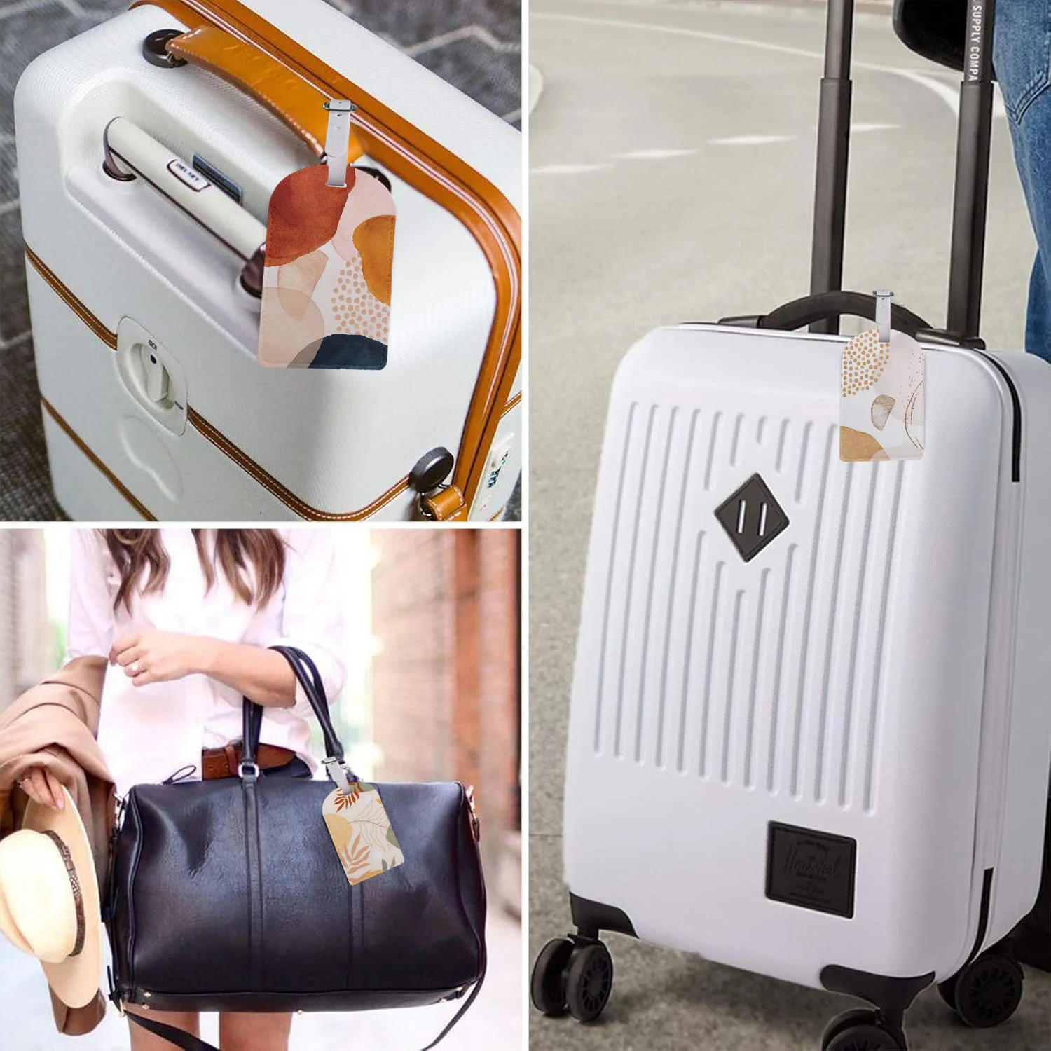 Modern Abstract Art Luggage Tags Personalized Suitcase Tag Airplane Travel Useful Accessories Privacy Cover Luggage Label