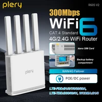 Plery EU Plug 4G LTE WiFi Router WiFi 6 300Mbps SIM Modem inalámbrico WiFi módem compatible con 32 dispositivos para Asia África Europa