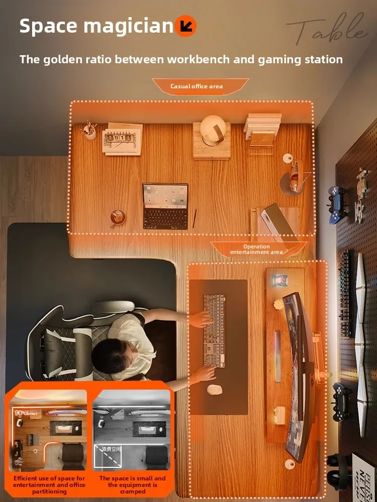 

Solid Wood Bed Side Table Corner, Household Bedroom Desk Bookshelf Integrated Table Hole Board