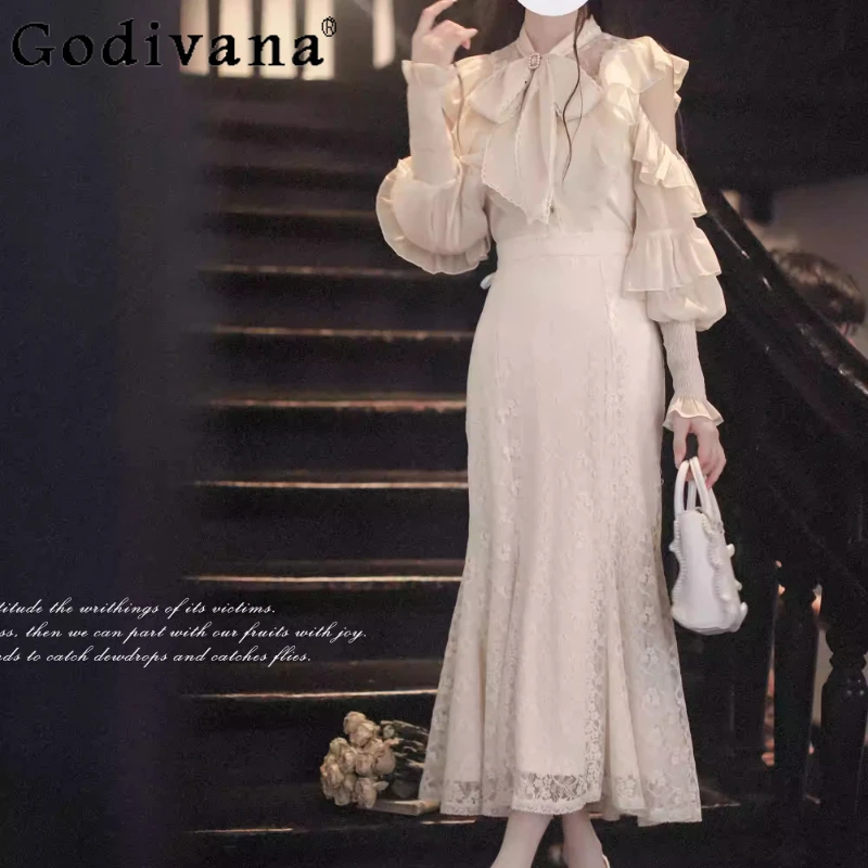 

Модная новинка: Элегантная бежевая универсальная юбка-русалка средней длины с завязками, высокой талией, омолаживающая, для весны и осени