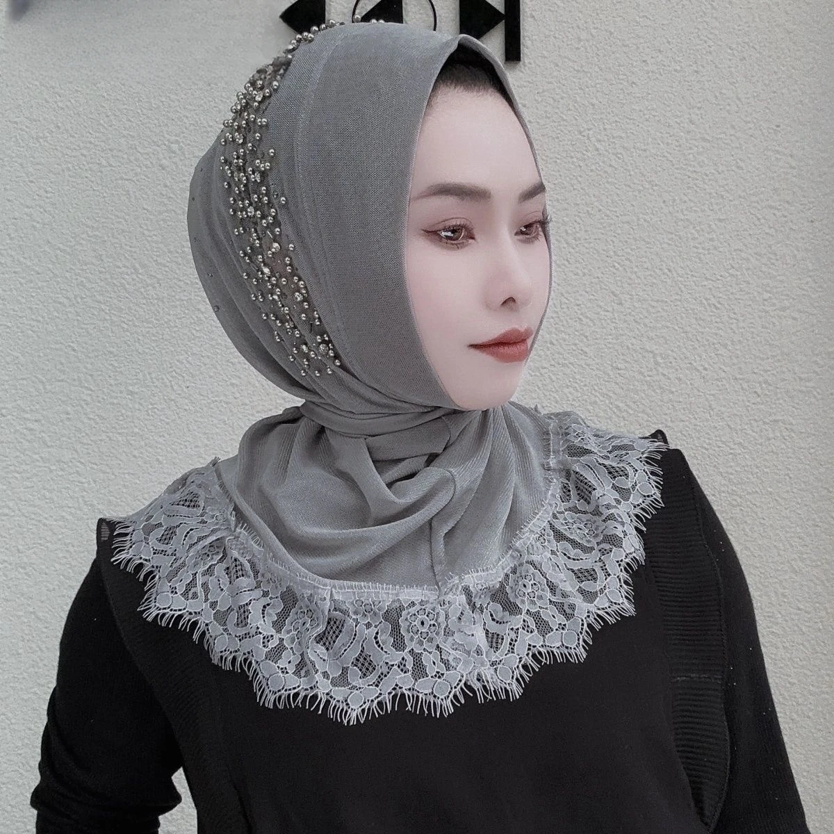 Hijab Muslim Women Shawl Headcap Headscarf Freeshipping Luxury Mesh Turban Scarf Malaysia Kufi Islam Summer Lcae Thin 05231