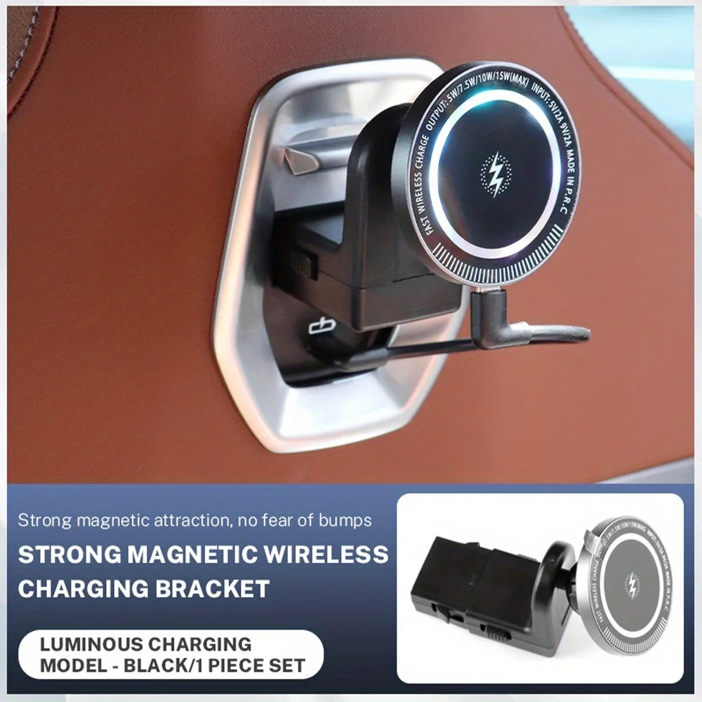 

Для BMW X3 X5 G05 G45 — магнитное быстрое беспроводное зарядное устройство RGB, держатель телефона на спинку заднего сиденья 360° ° Вращающийся противоскользящий