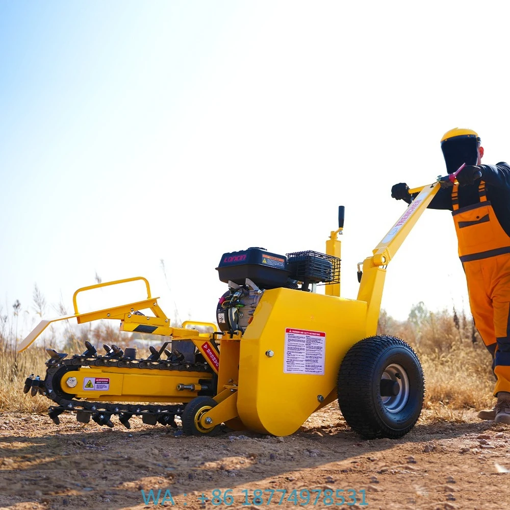 e مع Ducar /Lifan /Loncin 7hp EngineSmall Trench Digger Mini Cable Chain Mini Trencher Machin