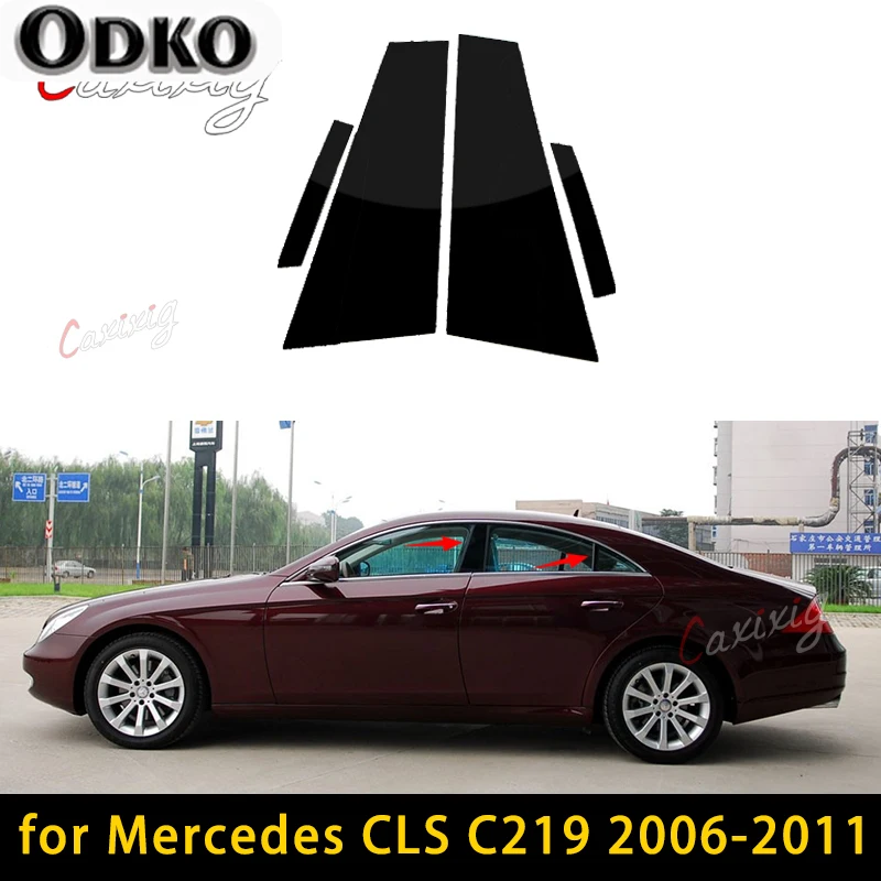 Car Door Window Pillar Center Post Trim Stickers Auto Stylin for Mercedes CLS C219 2006-2011 B C Column Cover Styling Decoration