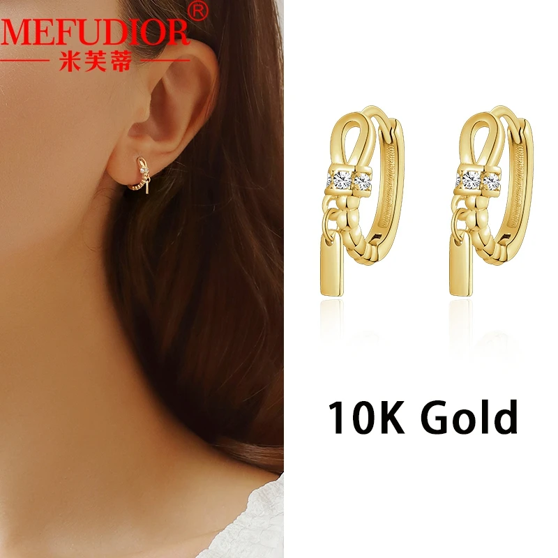 10K Yellow Gold Women's Stud Earrings Inlaid Full Diamond Fried Dough Twists Earring 3.5mm Wide Simple Couple Party Jewelry Gift