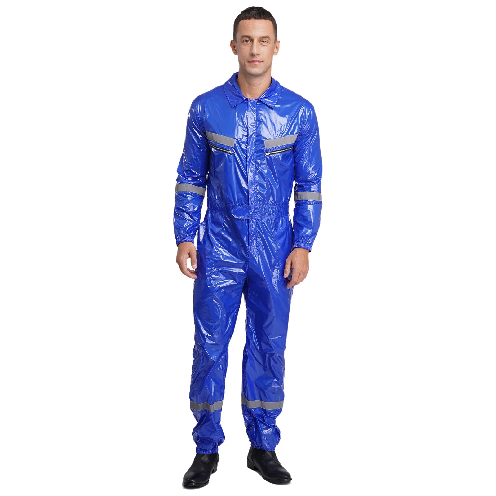 بدلة قفز رجالي مقاومة للماء خفيفة الوزن عاكسة بأكمام طويلة وسحاب أمامي ملابس عمل رش الطلاء ملابس العمل
