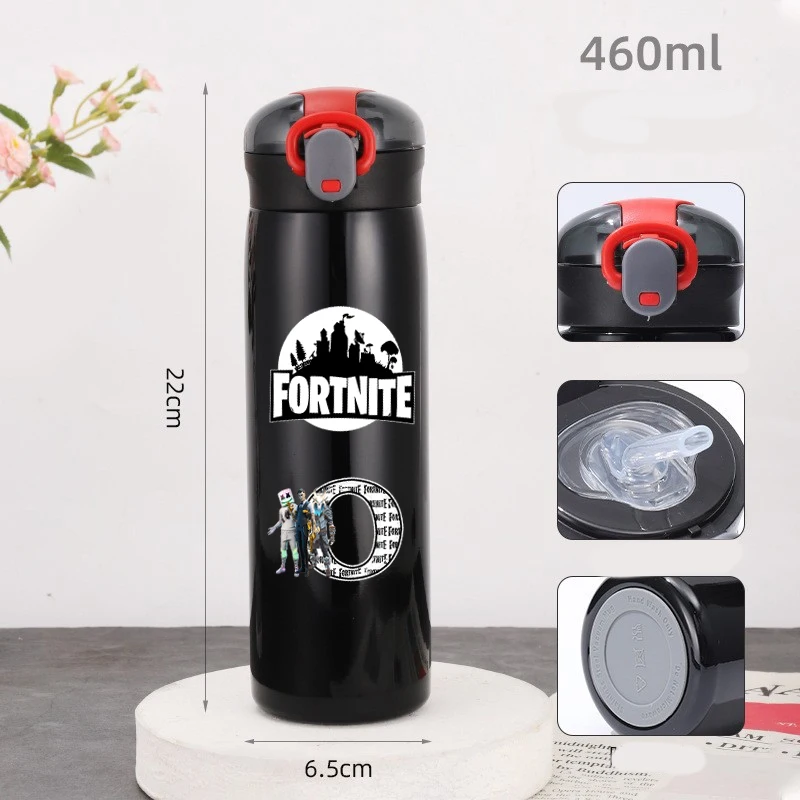 Fortnites Taza Termo Dibujos Animados Anime Impreso Botellas de Agua Otoño Invierno 304 Botella de Agua de Acero Inoxidable Lindos Regalos de Navidad
