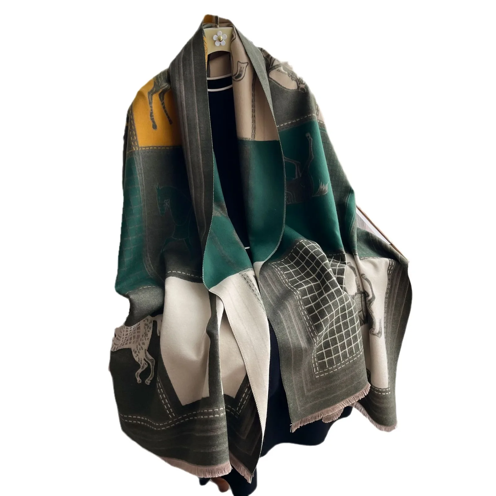 العلامة التجارية الجديدة النمط الوطني الكشمير وشاح الشتاء النساء الباشمينا شالات بطانية دافئة يلتف الإناث فولارد باندانا الأوشحة السميكة