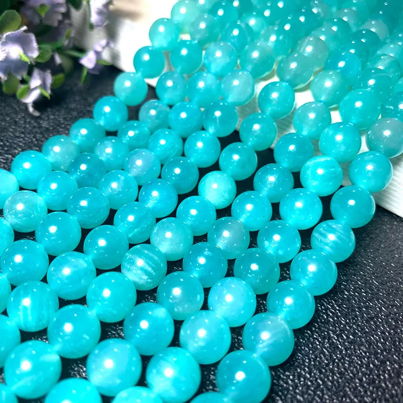 Fine AAA+ 100% Natural Gemstone Green Ice Amazonite Round Stone Beads for Jewelry Making DIY Bracelet Accessories 6/8/10MM 15''