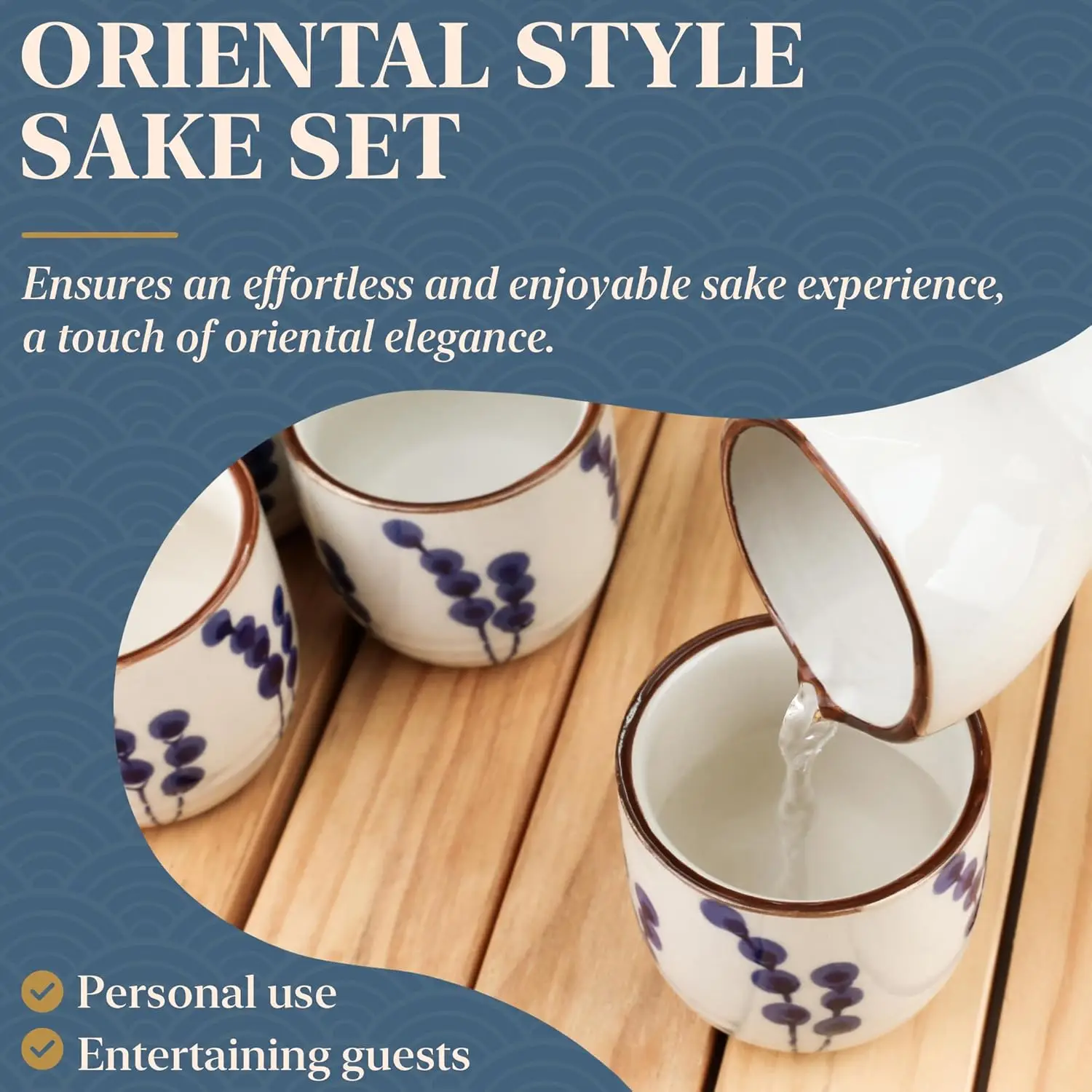 Ceramic Sake Set, 5pcs Japanese Saki Set with 1 Sake Carafe 4 Sake Cups, Saki Cup Set for Hanzo Sake/Soju/Sake Drink/Saki Drink