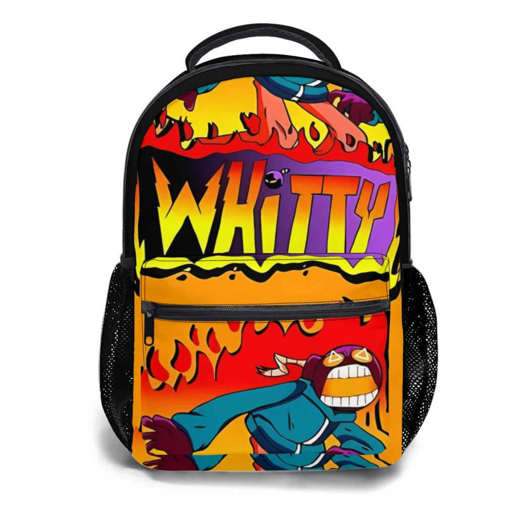 FNF Whitty mod Mochila Graffiti, elegante bolsa para livros Graffiti, grande capacidade, multi bolsos, ajustável, 17 ", Novo