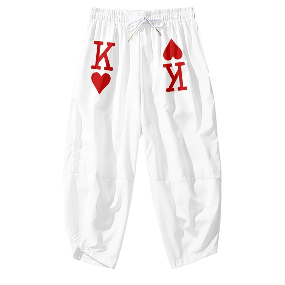 

Игральные карты Poker K Q с принтом, японские кимоно, винтажные брюки Bloom, брюки KING QUEEN, женская и мужская традиционная азиатская одежда