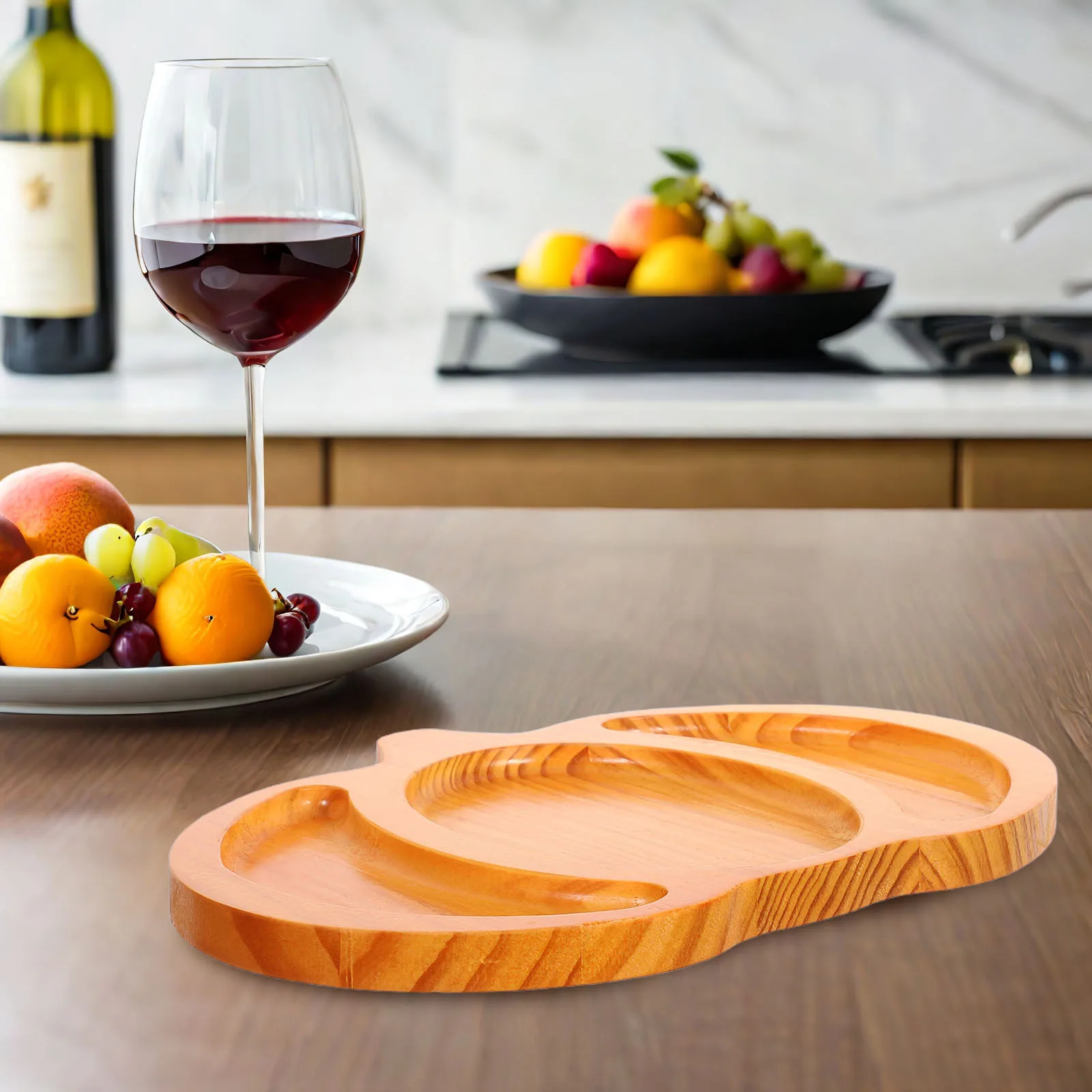 

Halloween Pumpkin Wooden Serving Tray Rustic Pumpkin Shaped Divided Sections Charcuterie Board for Thanksgiving Snacks Fruits