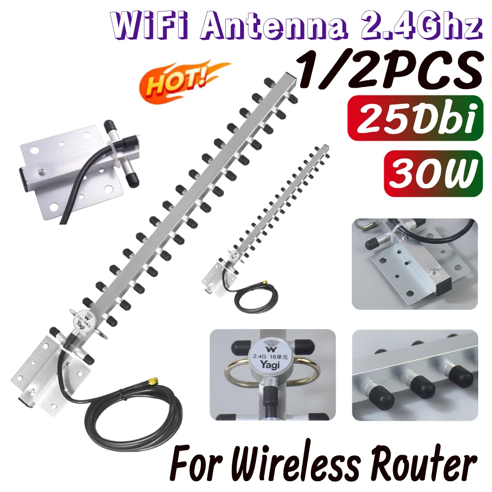 

Yagi WiFi Antenna 2.4Ghz 25Dbi Wireless Yagi Antenna Directional Booster With RP-SMA Connector For Wireless Network Router
