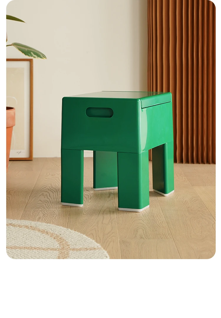 Space Age Mid Century ABS Plastic Low Stool Storage Stool for Living Room Knocked Down Flat Pack Ins Popular Foot Rest Stool