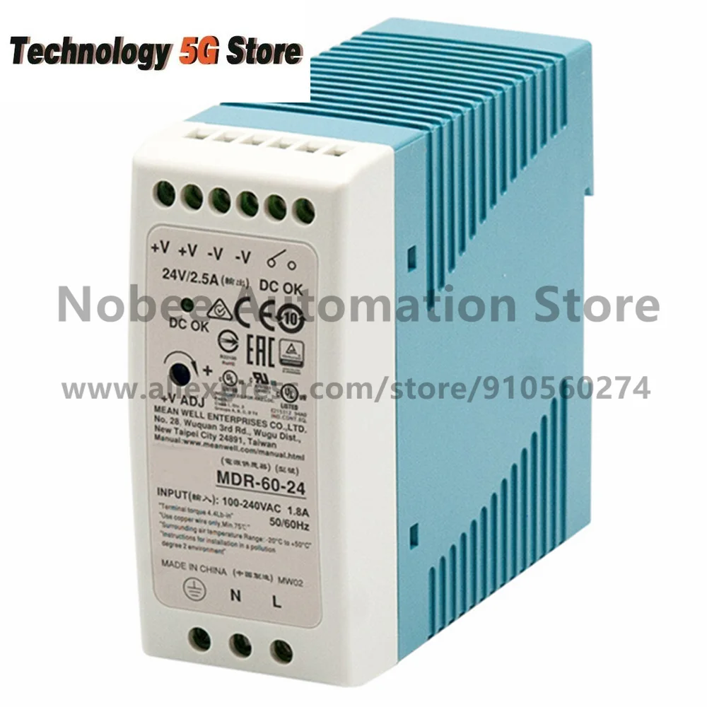 

60W Single Output Industrial DIN Rail Power Supply, MDR-60-24, MDR-60-48, New