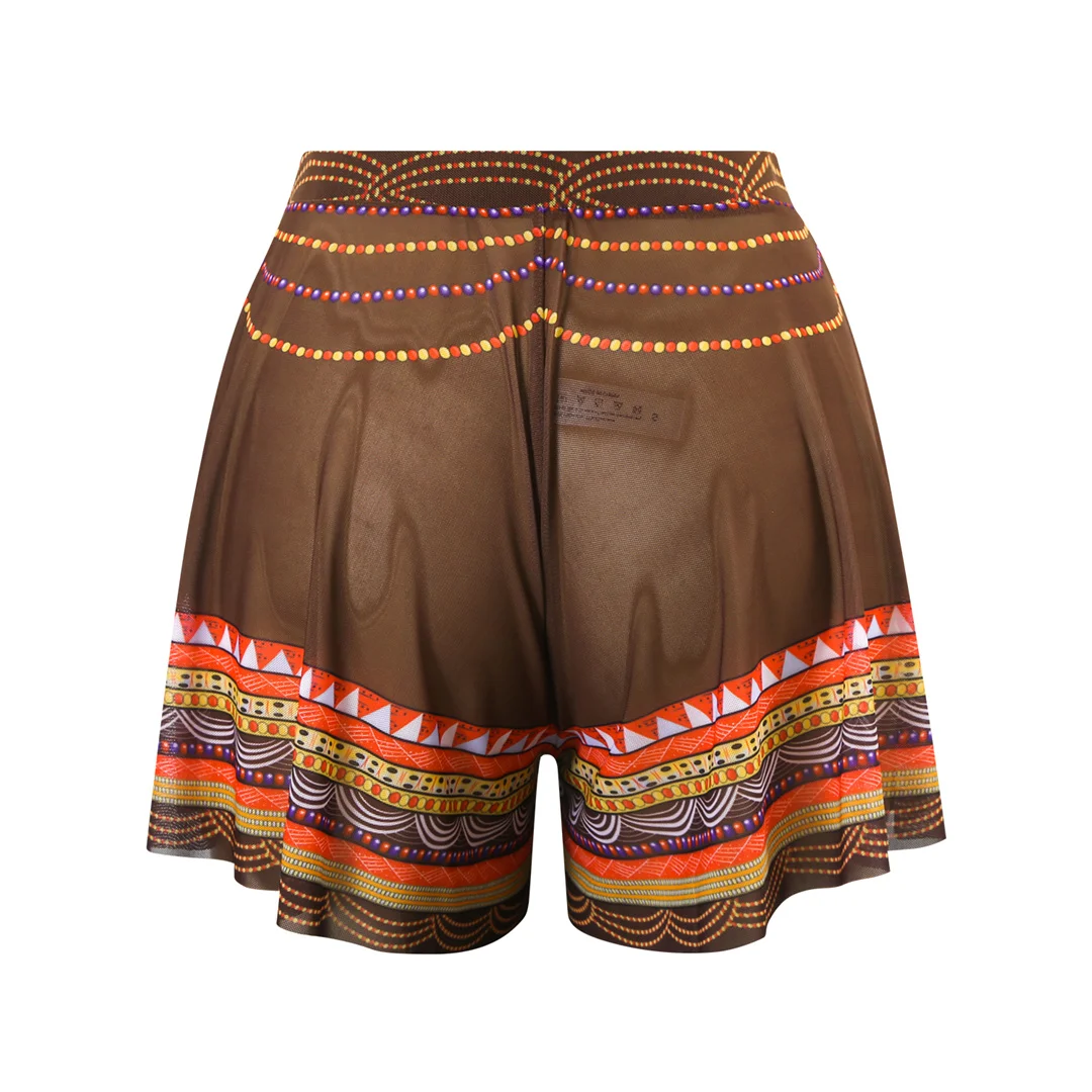 S - XXL, einteiliger Badeanzug mit vollständig bedecktem Rücken, gepolstert, für Damen, mit Shorts, langen Ärmeln, mit Muster, Damen-Badebekleidung, V7347. – Detail 7