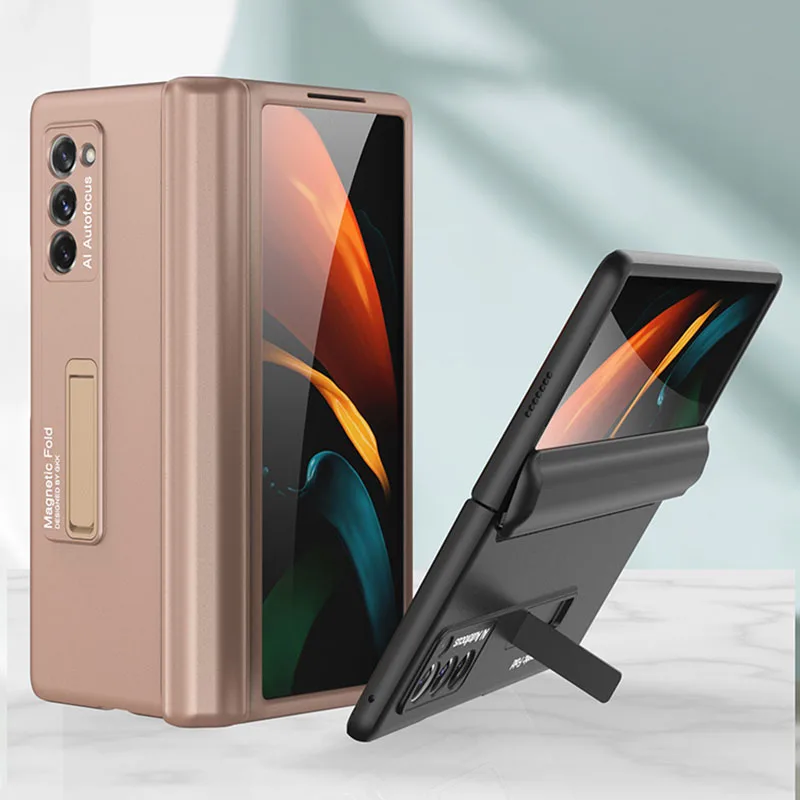 Magnetic Hinge All-included Case For Samsung Galaxy Z Fold 2 5G Shockproof Protection Stand Matte Cover For Galaxy Z Fold2 Case