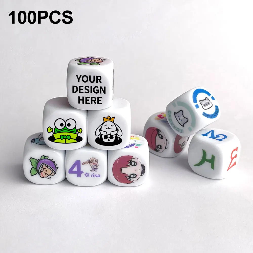 Personalized Personalized Board Game Dice Set Custom Color & Number Design for Family Games 100pcs 25mm