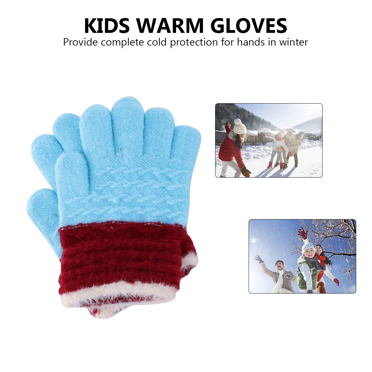

6pcs Warm Knitted Mittens Winter Gloves All-Finger Design Cold Protection Kids Warm Gloves Kids Winter Mittens