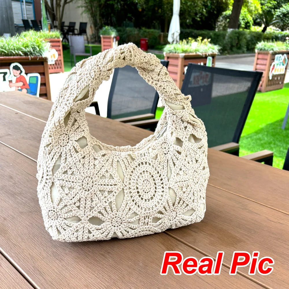 

Hollow out Woven Bag for Women, Bohemian Clutch Bag, Clip Bag, Holiday Casual Straw Purse, Simple Beach Bag Vacaition Outfits