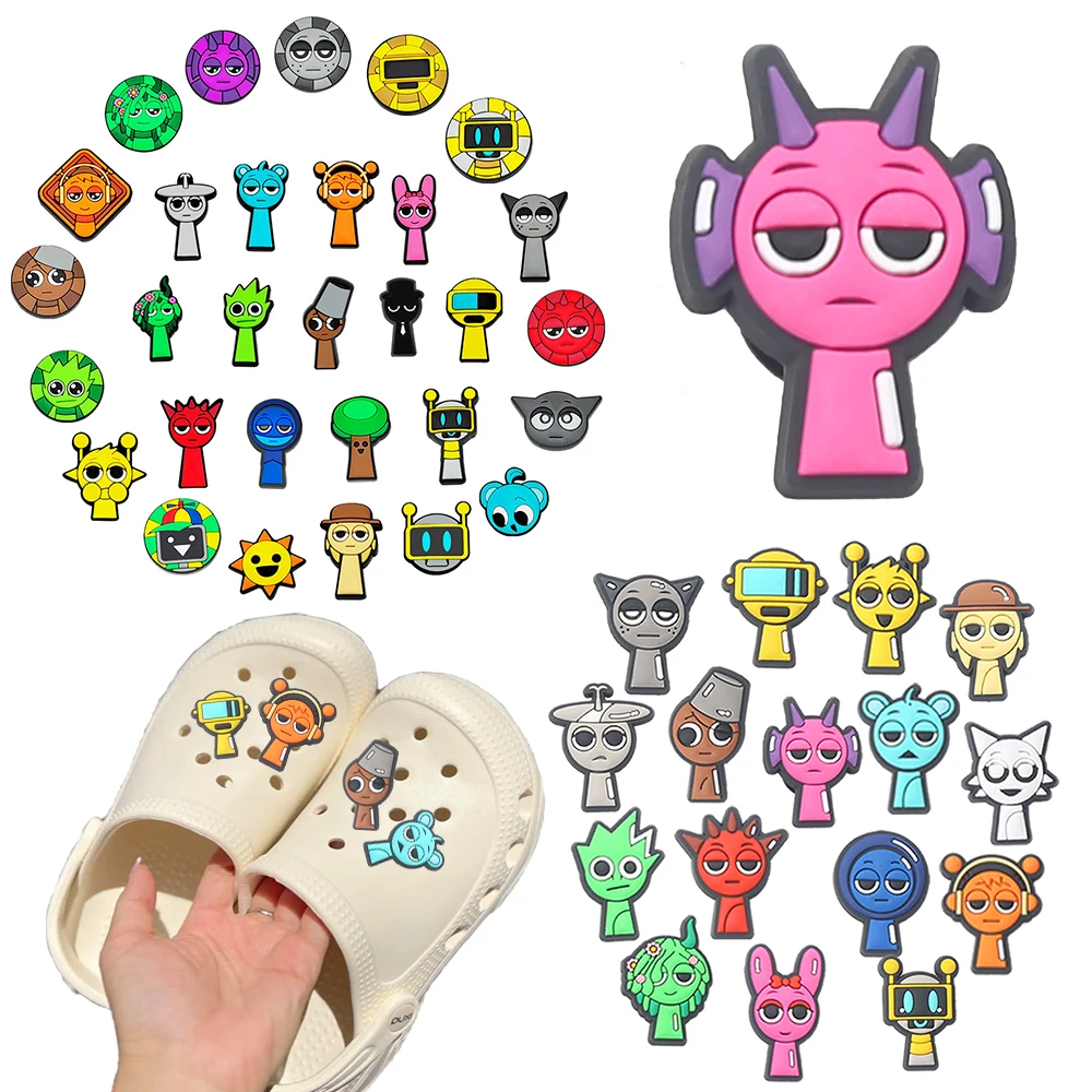 Hot Sales 16-100Pcs Cartoon Game Theme Series PVC Shoe Charms Accessories DIY Detachable Waterproof PVC Shoe Decorations Gifts