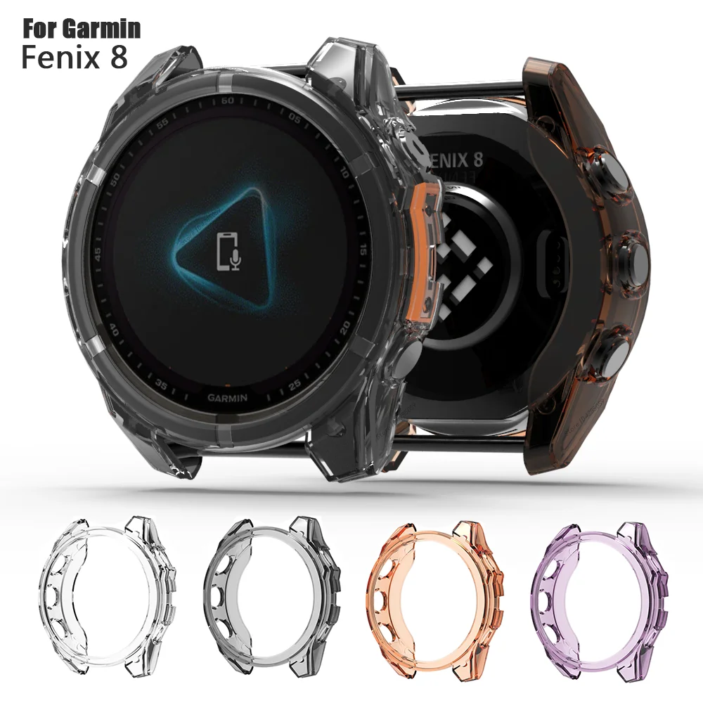 Soft TPU Protector Case For Garmin Fenix 8 51mm 47mm 43mm Smart Watch Semi Coverage Bumper For Fenix 8 Protective Shell Frame
