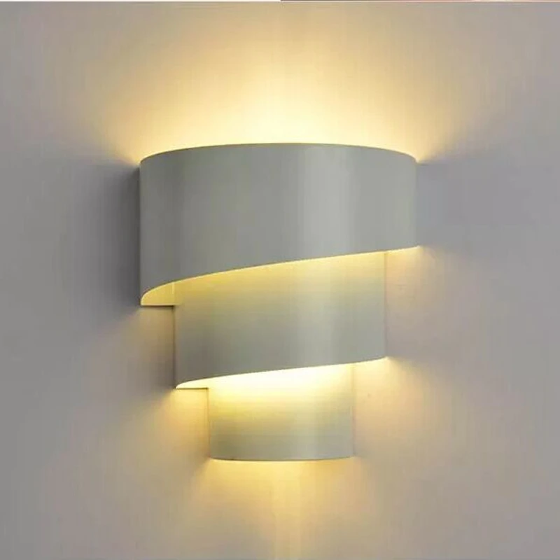 LED Spiral Wall Lamp American country Creative Iron Led Wall Lamp E27 Bedroom bedside Wall Light Morden Brief Design lights