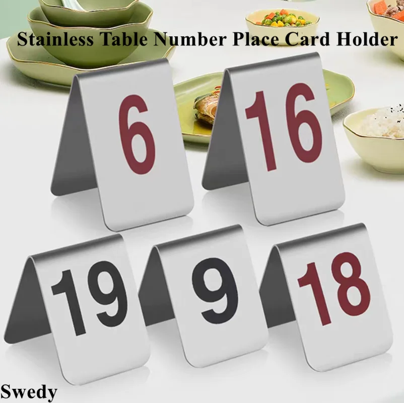 Double Side Restaurant Stainless Steel No Smoking Sign Reserved Stand Table Number Holder Stand Wedding Seat Place Card Holder