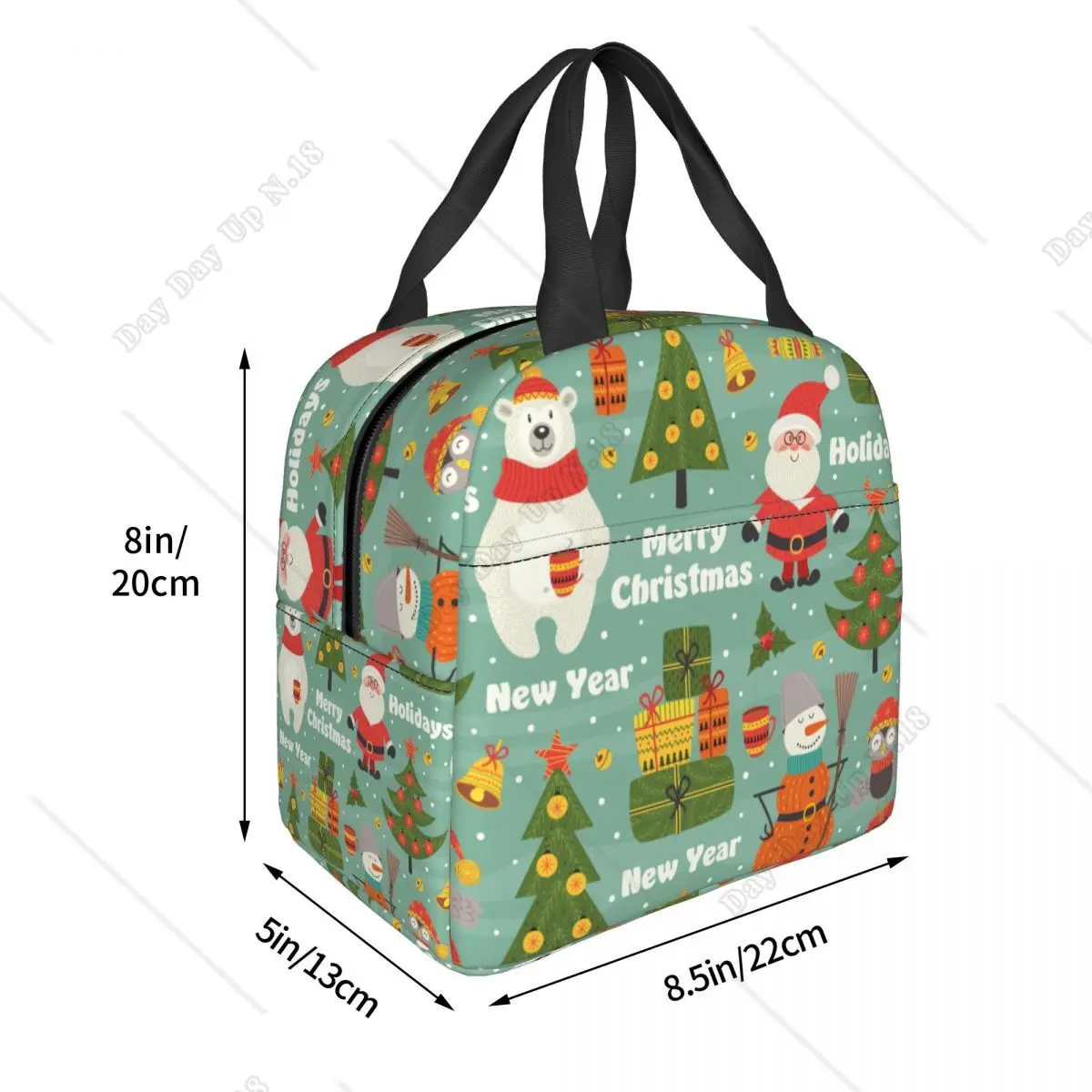 Christmas beat and Santa claus Lunch Bags for unisex Cooler Thermal Insulated Bento Box Outdoor Food Picnic Storage Bag image 5