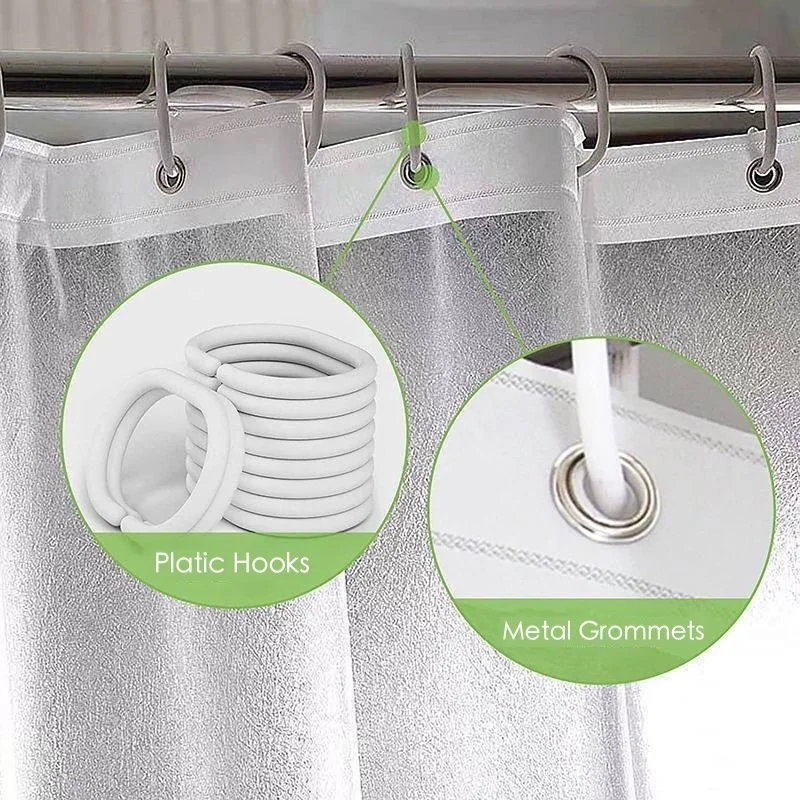 Waterproof PEVA Plastic Shower Curtain Liner with Bottom Magnets, Shower Liner Bathroom Curtain With Hooks for Bathtubs