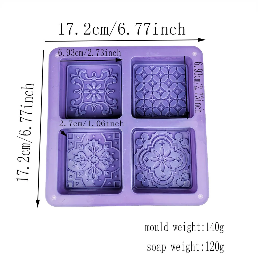 Soap Molds Retro Floral Flower Silicone Mould for Home Handmade Scented Soap Loaf Cake Craft DIY Candle Making Supplie Tools