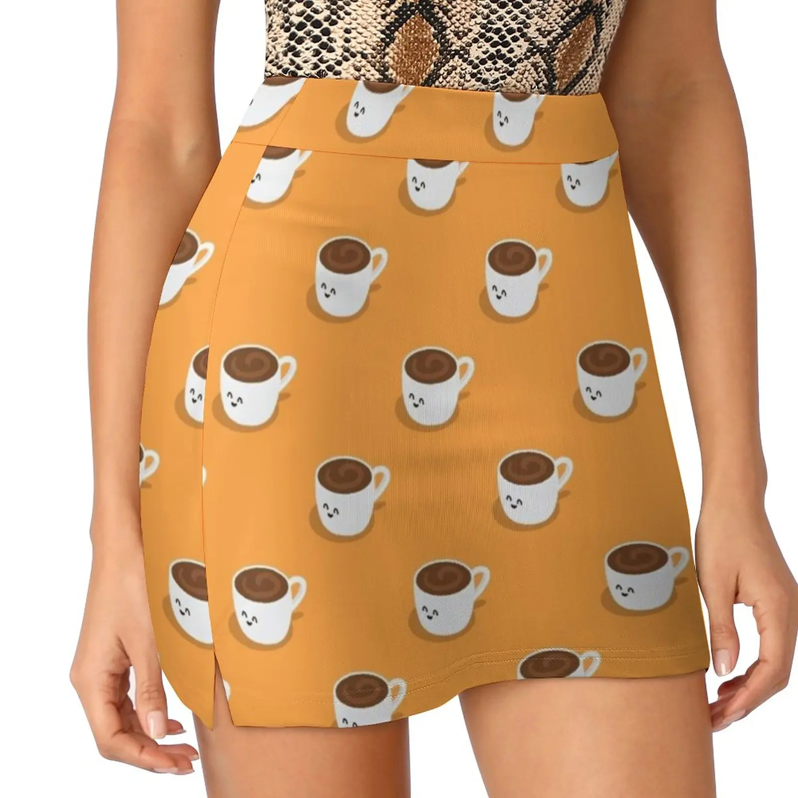 Coffee ? Women's skirt Y2K Summer Clothes 2022 Kpop Style Trouser Skirt With Pocket Coffee Kawaii Cartoon Pattern Cute Morning