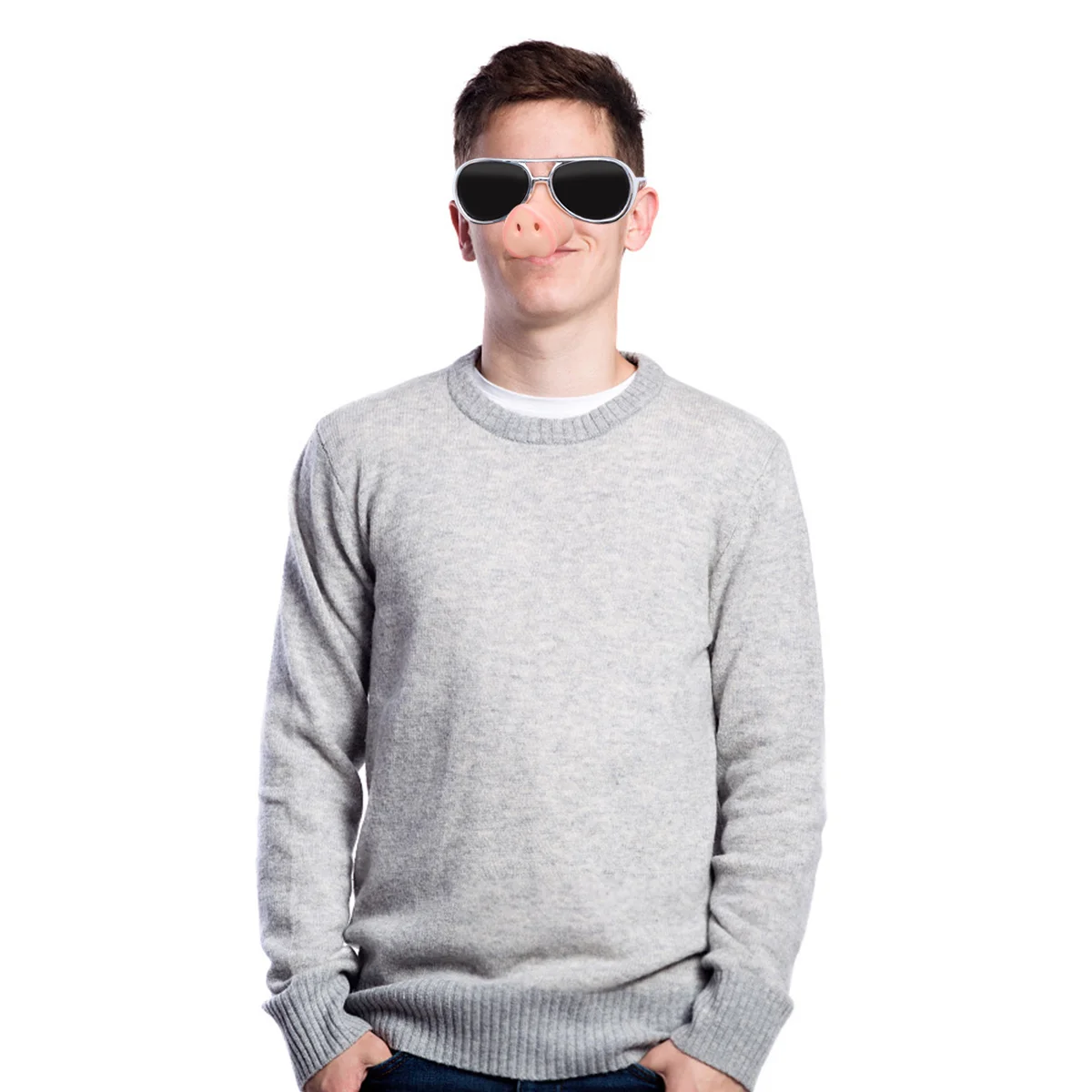 Pig Nose Glasses Silver Funny Halloween Party Sunglasses Costume Prop Piggy Snout Eye-Catching Party Favor Pig Nose Glasses