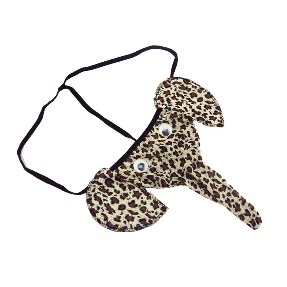 Stylish and Comfortable Men's Elephant Thong Underwear Leopard Print G String Panty with Pouch Stretchy Panties