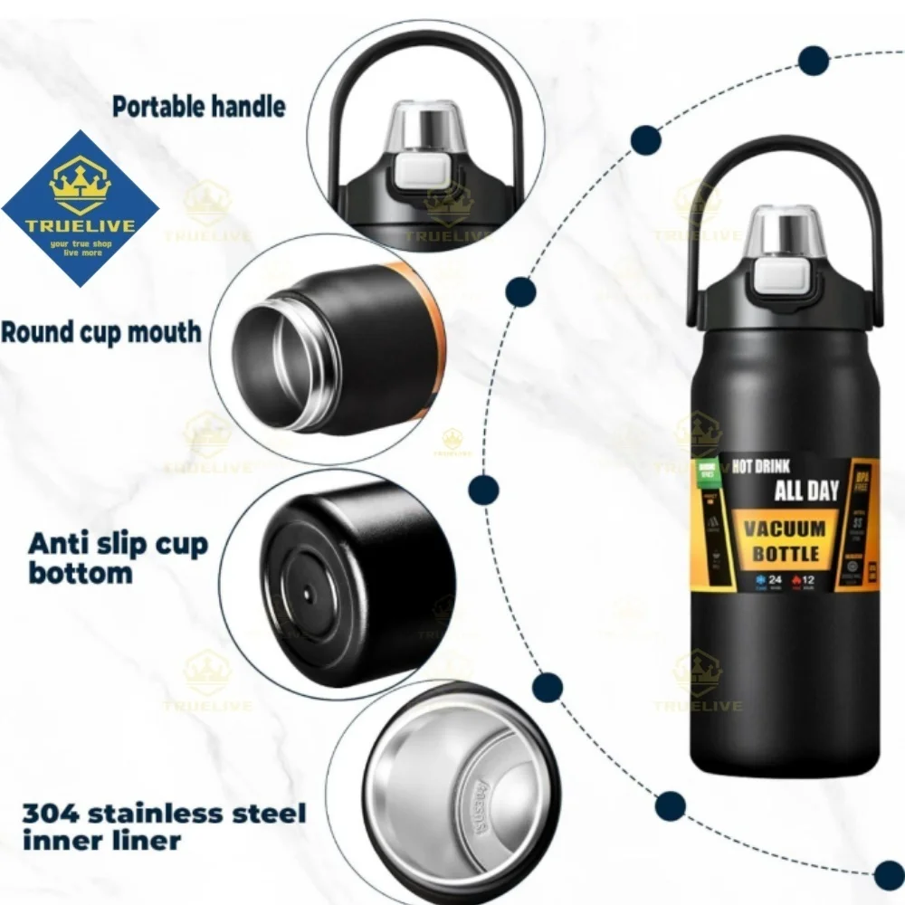 Stainless Steel Thermo 84oz Bottle 1.2/1.5/2.5Large Capacity Thermo Water Portable Vacuum Mug Thermos Insulated Cup Tumbler