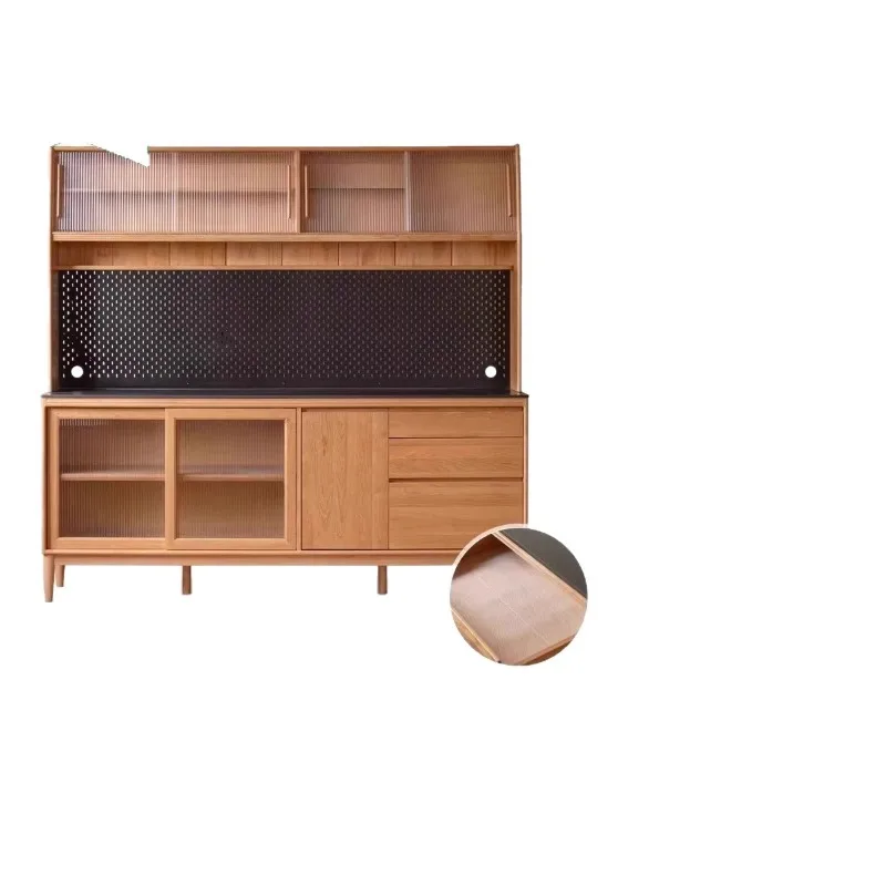 

Solid wood rock slab dining side cabinet integrated high cabinet restaurant household cherry wood cabinet large capacity locker